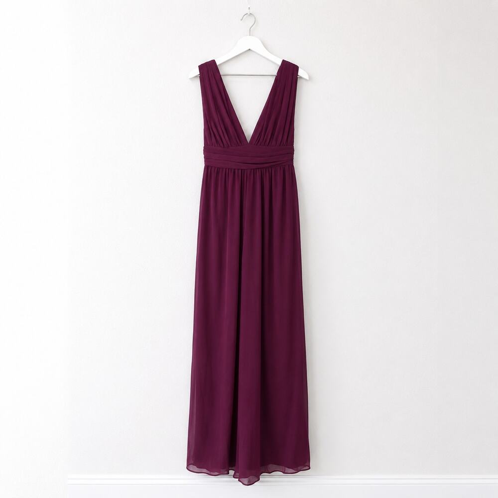 Lulus Divine Muse Burgundy Georgette Wide Leg Jumpsuit S Wedding Guest - Picture 2 of 10